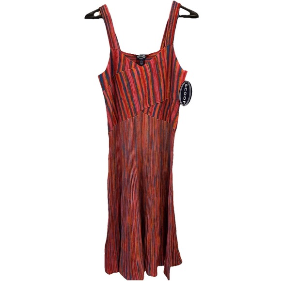 Scoop Dresses & Skirts - Scoop Knit Midi Dress Sheath Womens L Multicolor Stripe Mod Groovy Retro NWT
